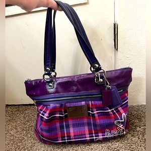 Coach Poppy Purple & Pink Plaid Purse